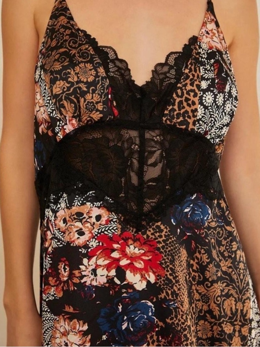 Free People Black Floral Maxi Slip Dress - Picture 2 of 6
